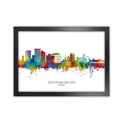 Southend-On-Sea England Skyline Art Print by Michael Tompsett Black Grain