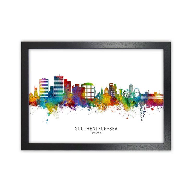 Southend-On-Sea England Skyline Art Print by Michael Tompsett Black Grain