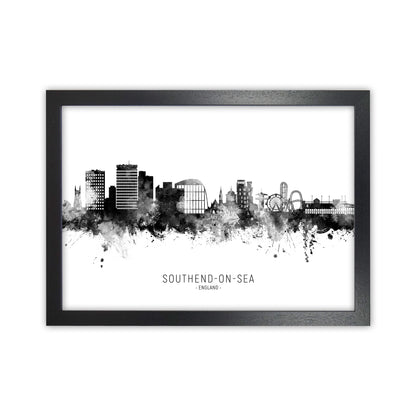 Southend-On-Sea England Skyline Black White City Name  by Michael Tompsett Black Grain