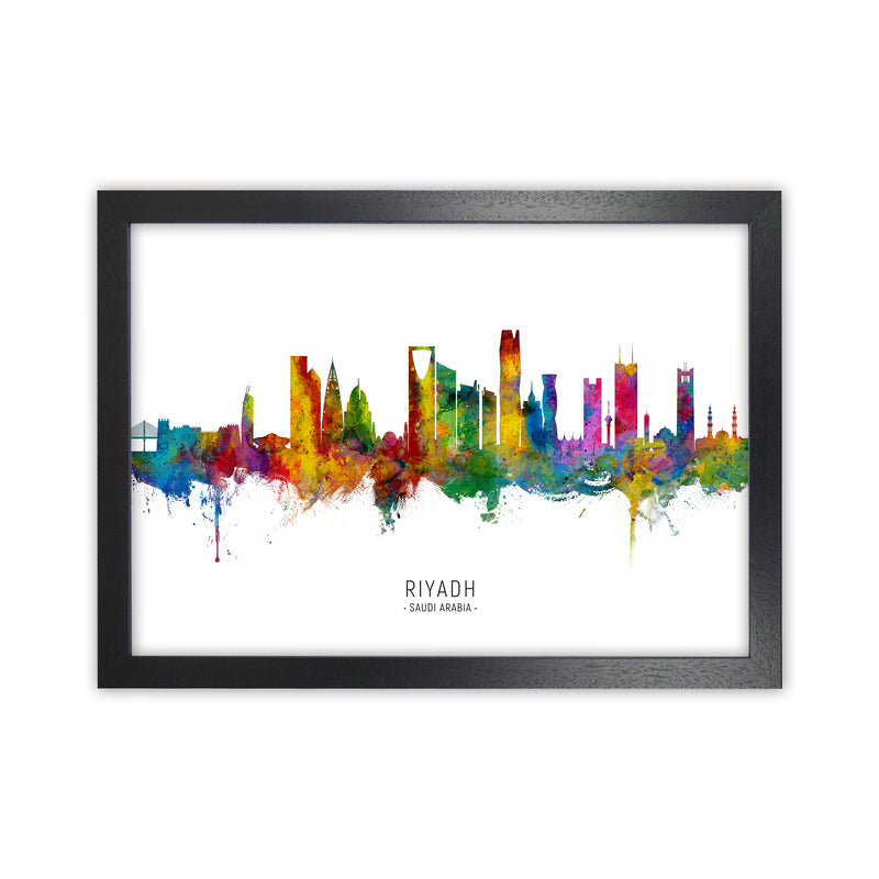 Riyadh Saudi Arabia Skyline Art Print by Michael Tompsett Black Grain