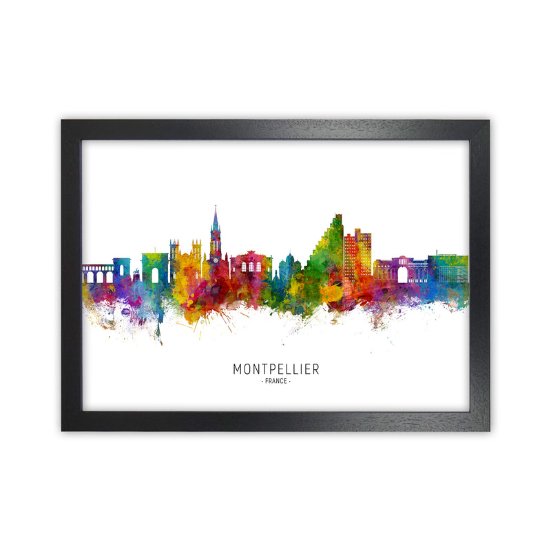 Montpellier France Skyline Art Print by Michael Tompsett Black Grain