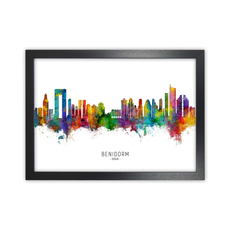 Benidorm Spain Skyline Art Print by Michael Tompsett Black Grain