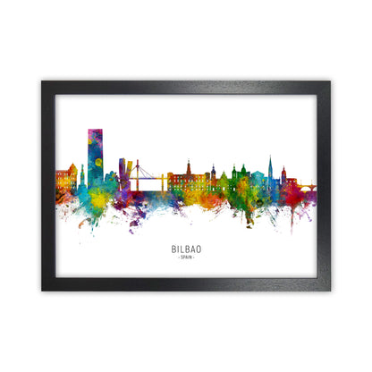 Bilbao Spain Skyline Art Print by Michael Tompsett Black Grain