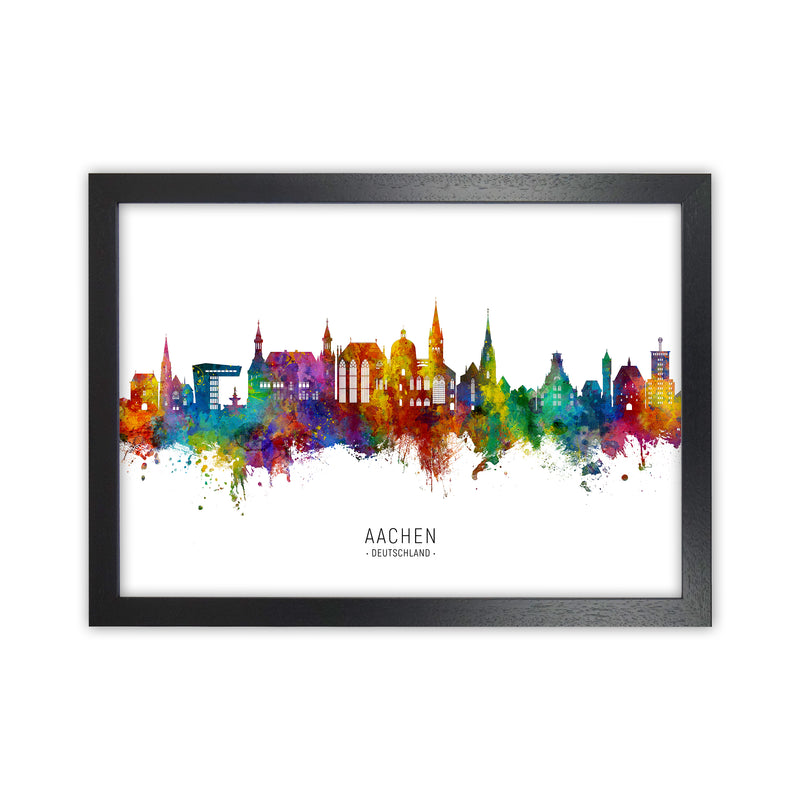 Aachen Deutschland Skyline Art Print by Michael Tompsett Black Grain