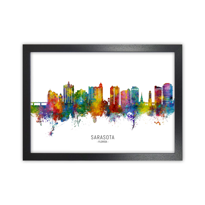 Sarasota Florida Skyline Art Print by Michael Tompsett Black Grain