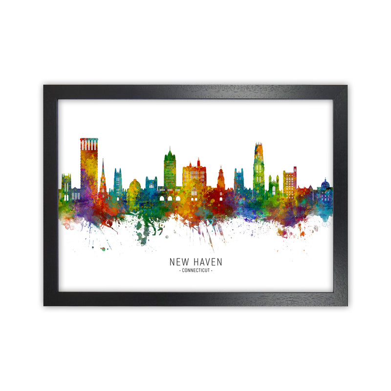 New Haven Connecticut Skyline Art Print by Michael Tompsett Black Grain