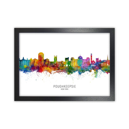 Poughkeepsie New York Skyline Art Print by Michael Tompsett Black Grain