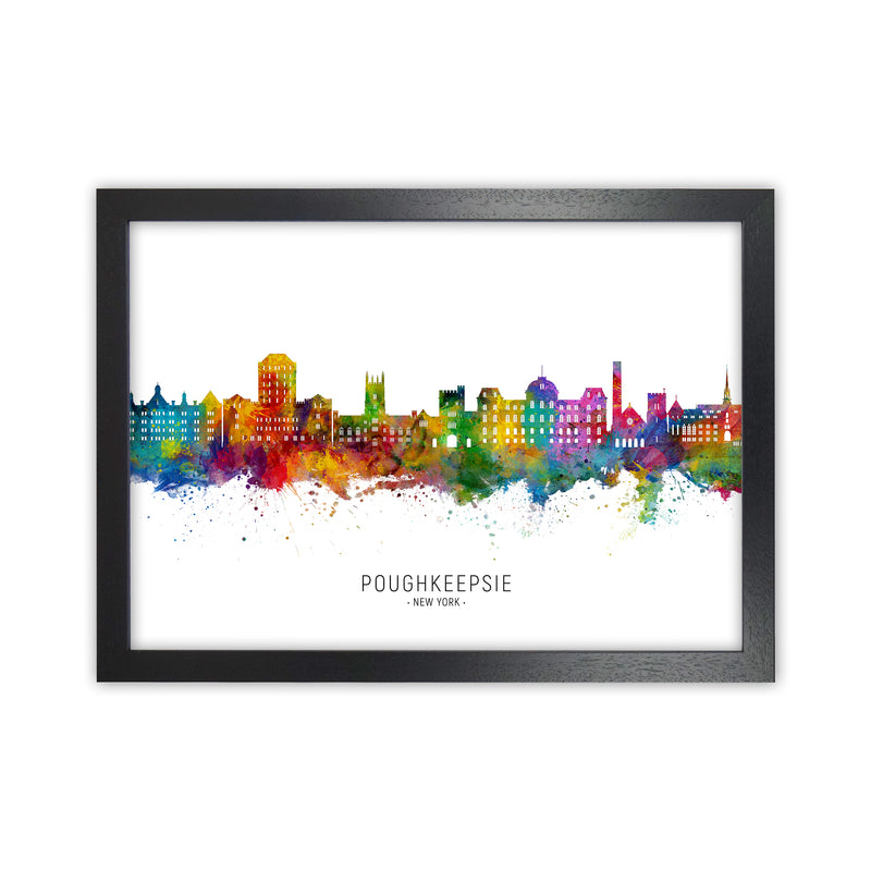 Poughkeepsie New York Skyline Art Print by Michael Tompsett Black Grain
