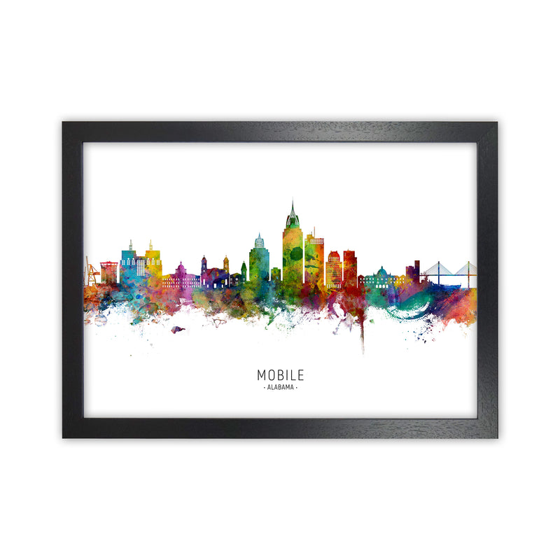 Mobile Alabama Skyline Art Print by Michael Tompsett Black Grain