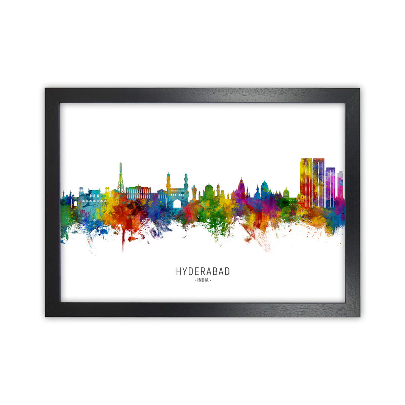 Hyderabad India Skyline Art Print by Michael Tompsett Black Grain