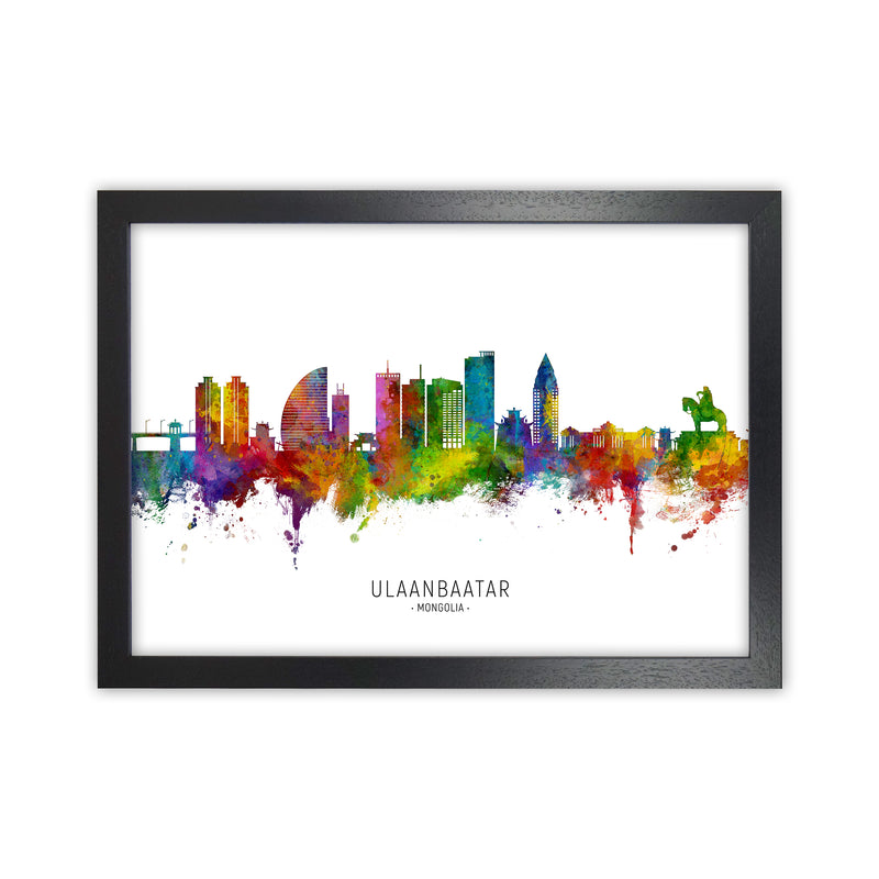 Ulaanbaatar Mongolia Skyline Art Print by Michael Tompsett Black Grain