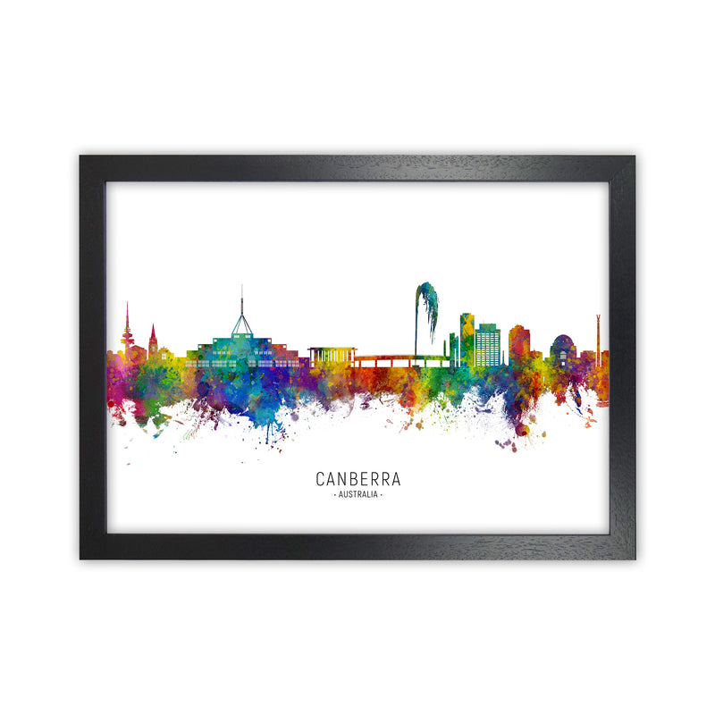 Canberra Australia Skyline Art Print by Michael Tompsett Black Grain