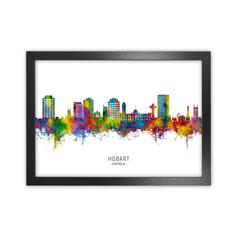 Hobart Australia Skyline Art Print by Michael Tompsett Black Grain