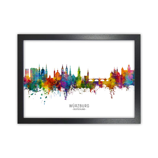 Wurzburg Deutschland Skyline Art Print by Michael Tompsett Black Grain