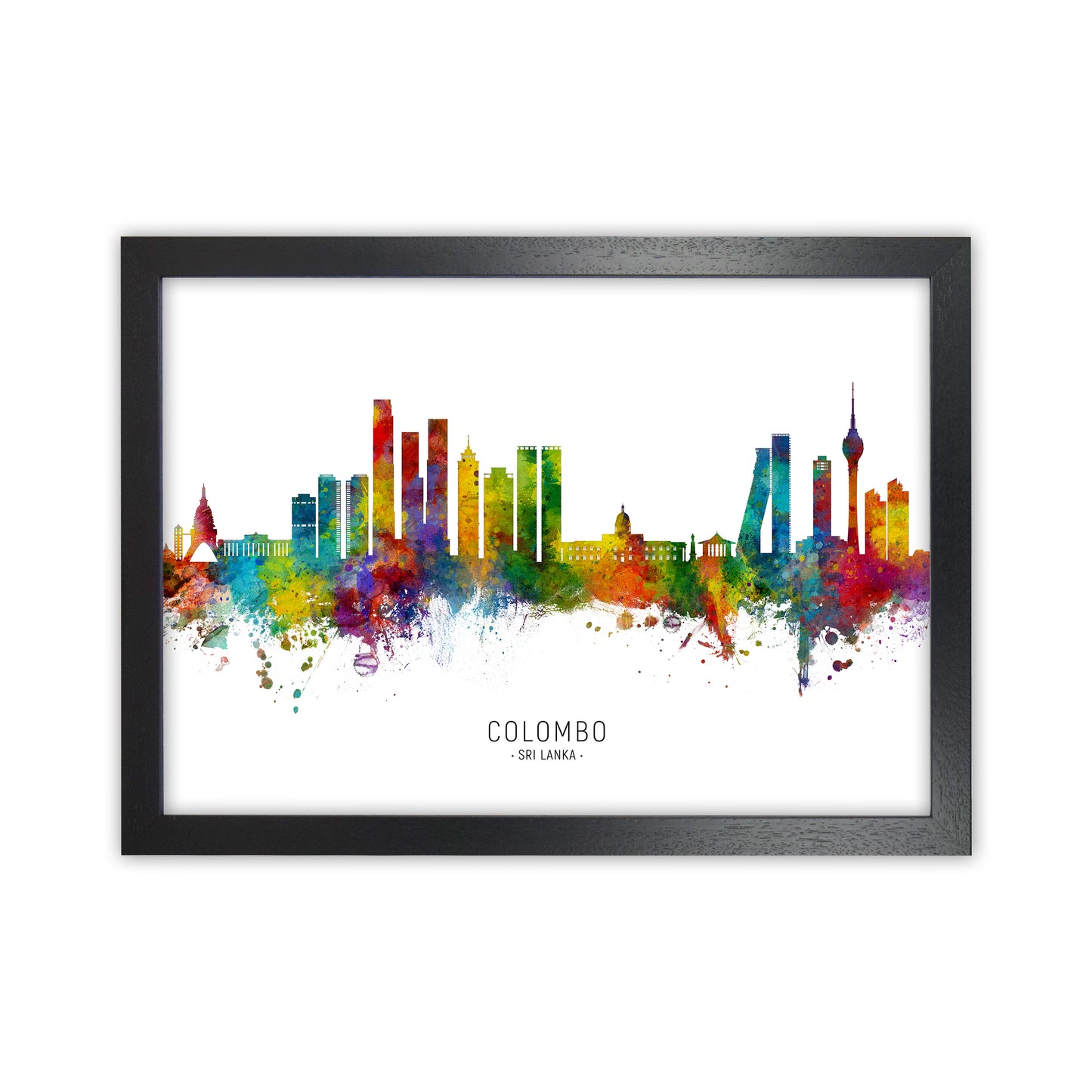Colombo Sri Lanka Skyline Art Print by Michael Tompsett Black Grain