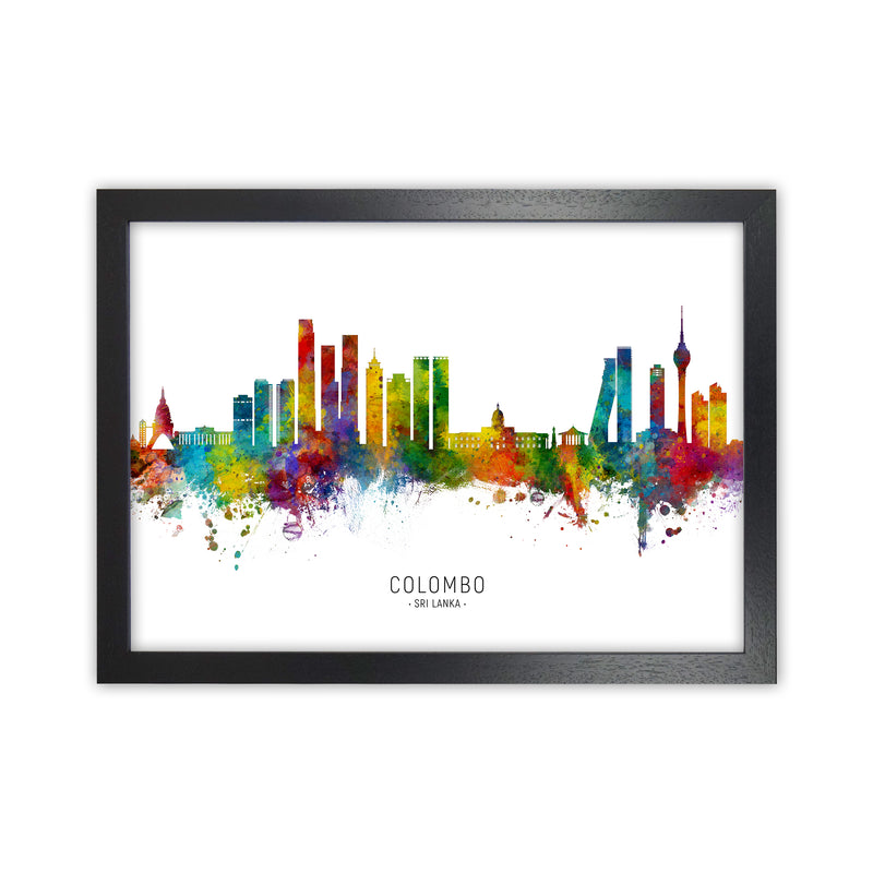 Colombo Sri Lanka Skyline Art Print by Michael Tompsett Black Grain