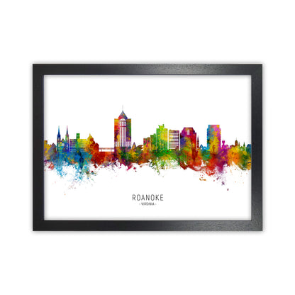 Roanoke Virginia Skyline Art Print by Michael Tompsett Black Grain