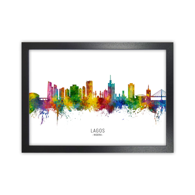 Lagos Nigeria Skyline Art Print by Michael Tompsett Black Grain