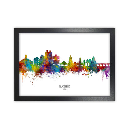 Nashik India Skyline  Art Print by Michael Tompsett Black Grain