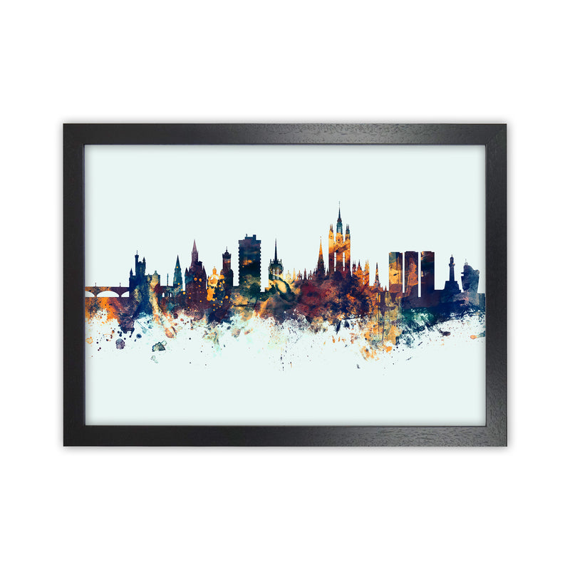 Aberdeen Scotland Skyline Blue Orange Art Print by Michael Tompsett Black Grain