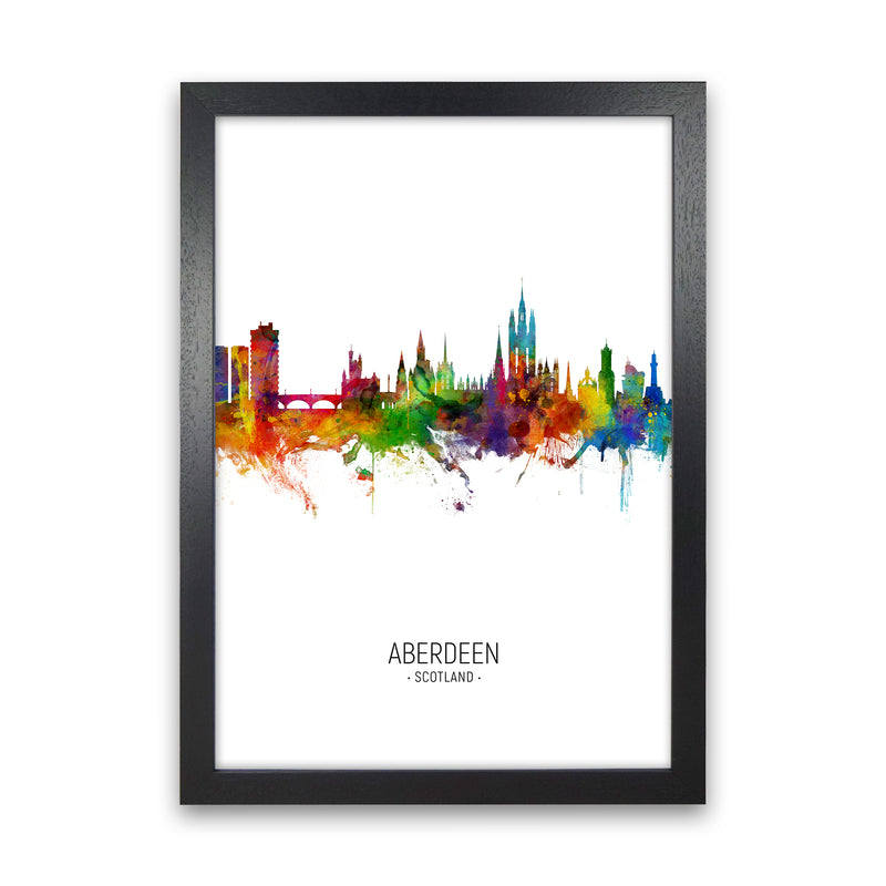Aberdeen Scotland Skyline Portrait Art Print by Michael Tompsett Black Grain