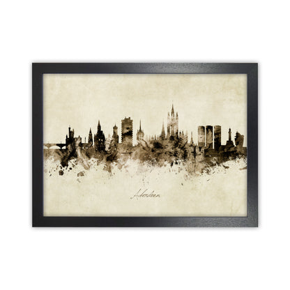 Aberdeen Scotland Skyline Vintage Art Print by Michael Tompsett Black Grain