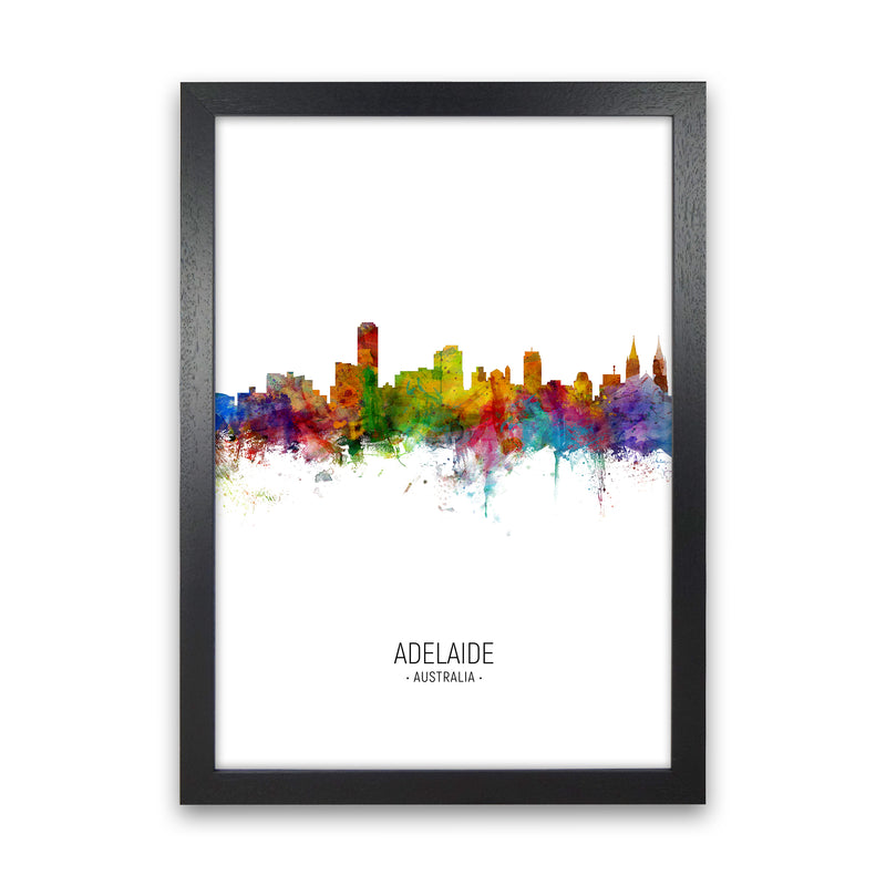 Adelaide Australia Skyline Portrait Art Print by Michael Tompsett Black Grain
