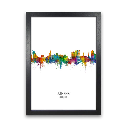 Athens Georgia Skyline Portrait Art Print by Michael Tompsett Black Grain