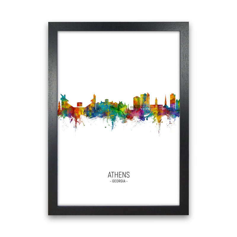 Athens Georgia Skyline Portrait Art Print by Michael Tompsett Black Grain