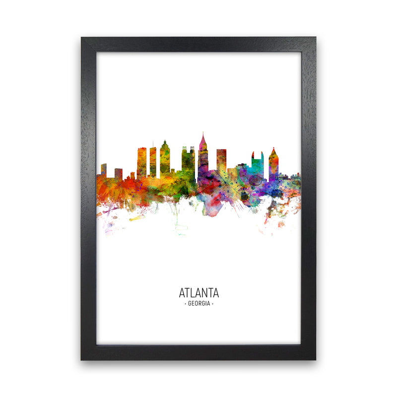 Atlanta Georgia Skyline Portrait Art Print by Michael Tompsett Black Grain