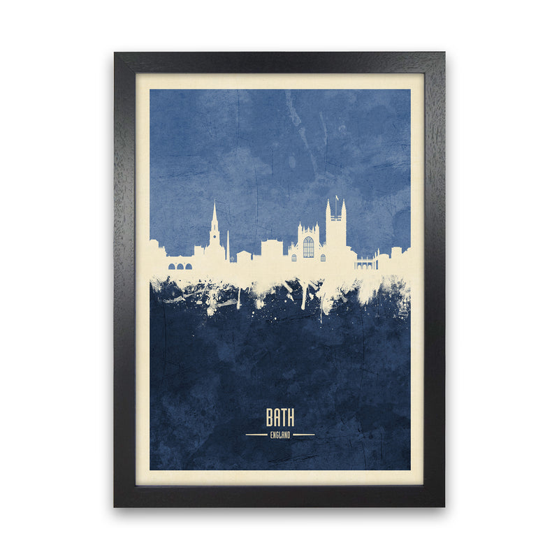 Bath England Skyline Portrait Navy Art Print by Michael Tompsett Black Grain
