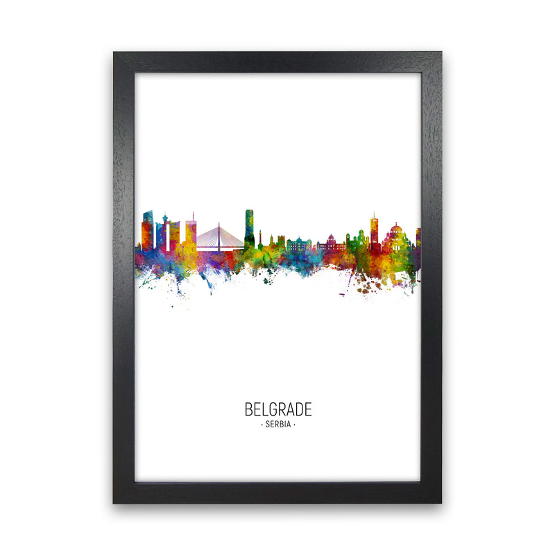 Belgrade Serbia Skyline Portrait Art Print by Michael Tompsett Black Grain