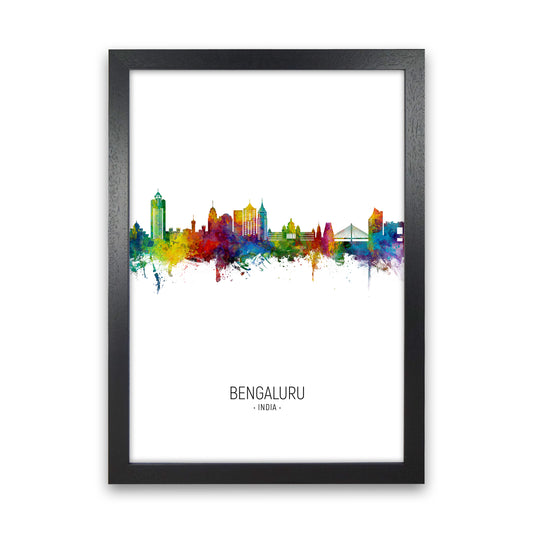 Bengaluru India Skyline Portrait Art Print by Michael Tompsett Black Grain