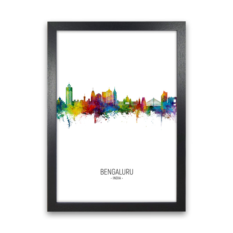 Bengaluru India Skyline Portrait Art Print by Michael Tompsett Black Grain