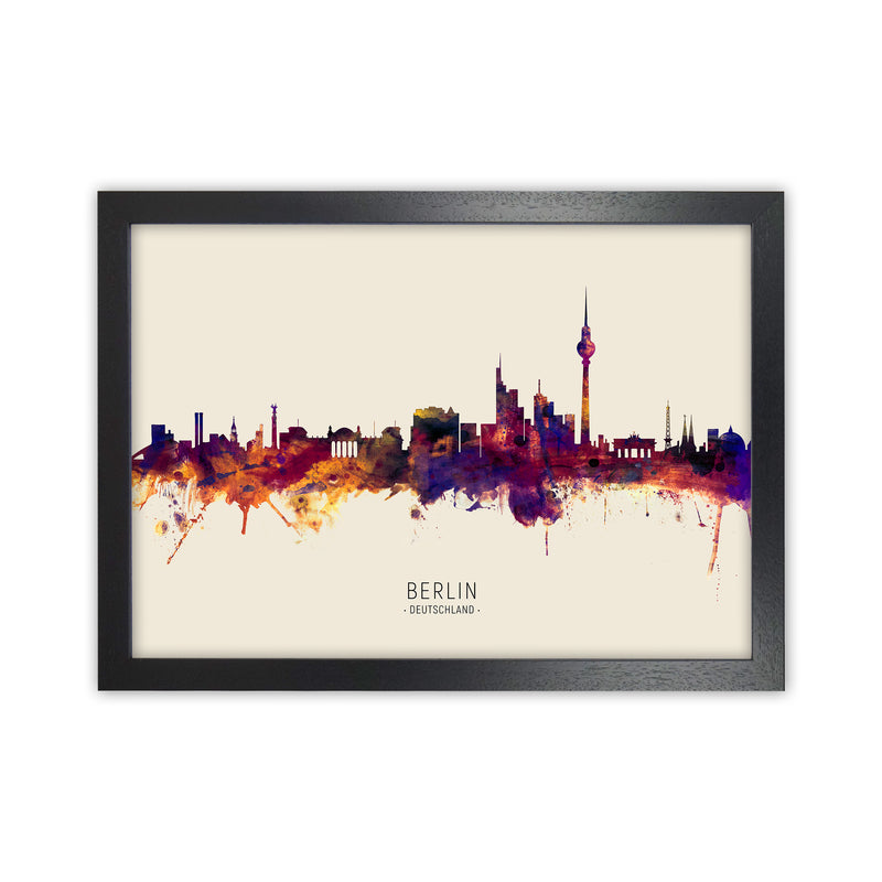 Berlin Deutschland Skyline Autumn City Name Art Print by Michael Tompsett Black Grain