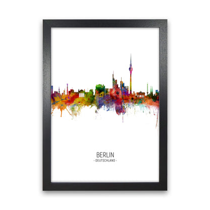 Berlin Germany Skyline Portrait Art Print by Michael Tompsett Black Grain