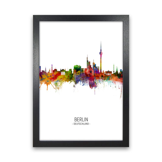 Berlin Germany Skyline Portrait Art Print by Michael Tompsett Black Grain