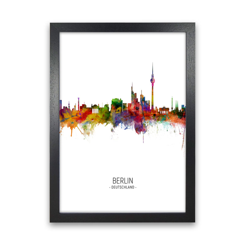 Berlin Germany Skyline Portrait Art Print by Michael Tompsett Black Grain