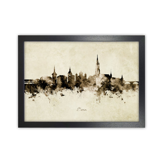 Bern Switzerland Skyline Vintage Art Print by Michael Tompsett Black Grain