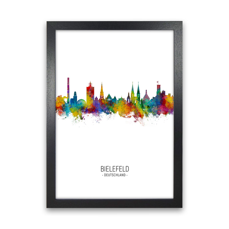 Bielefeld Deutschland Skyline Portrait Art Print by Michael Tompsett Black Grain