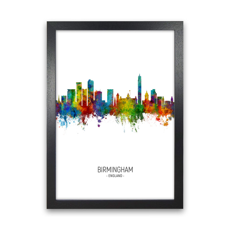 Birmingham England Skyline Portrait Art Print by Michael Tompsett Black Grain