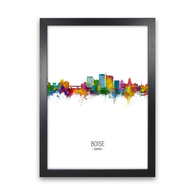 Boise Idaho Skyline Portrait Art Print by Michael Tompsett Black Grain