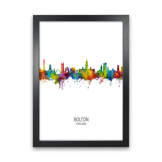 Bolton England Skyline Portrait Art Print by Michael Tompsett Black Grain