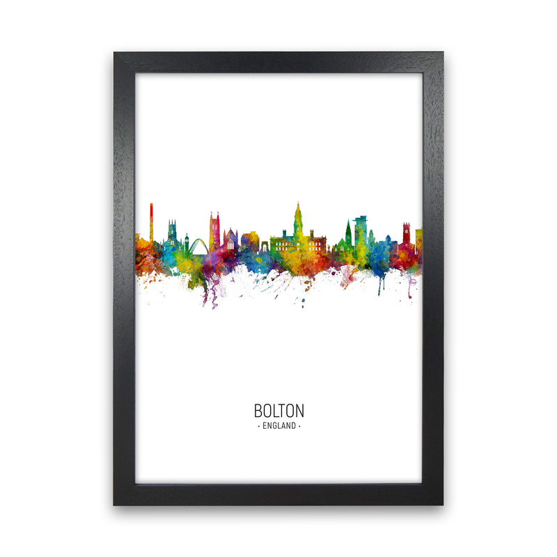 Bolton England Skyline Portrait Art Print by Michael Tompsett Black Grain