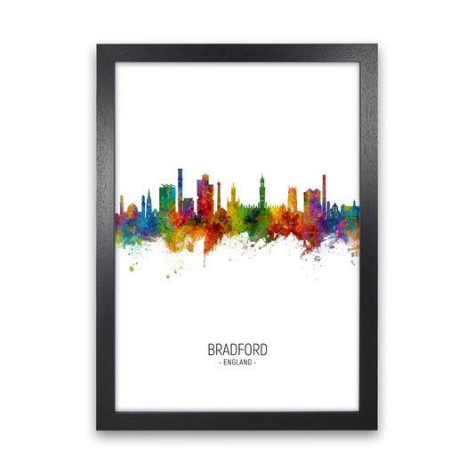 Bradford England Skyline Portrait Art Print by Michael Tompsett Black Grain