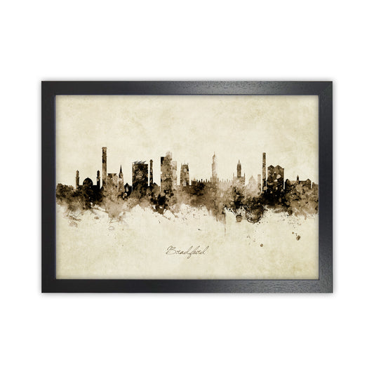 Bradford England Skyline Vintage Art Print by Michael Tompsett Black Grain
