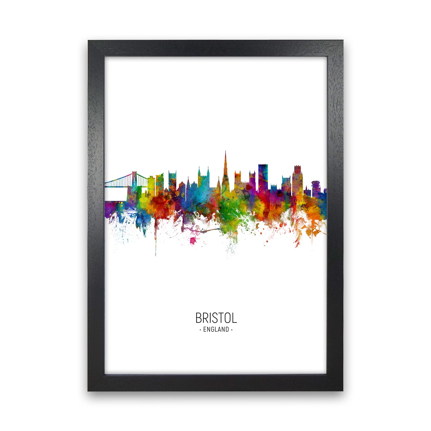 Bristol England Skyline Portrait Art Print by Michael Tompsett Black Grain