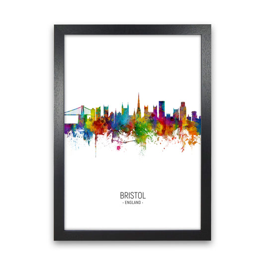 Bristol England Skyline Portrait Art Print by Michael Tompsett Black Grain