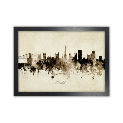 Bristol England Skyline Vintage Art Print by Michael Tompsett Black Grain