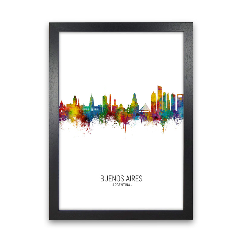 Buenos Aires Argentina Skyline Portrait Art Print by Michael Tompsett Black Grain